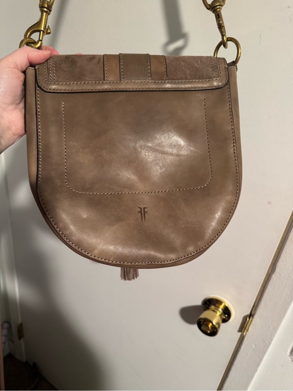 Frye Taupe Brown Leather Saddlebag - Picture 4 of 4